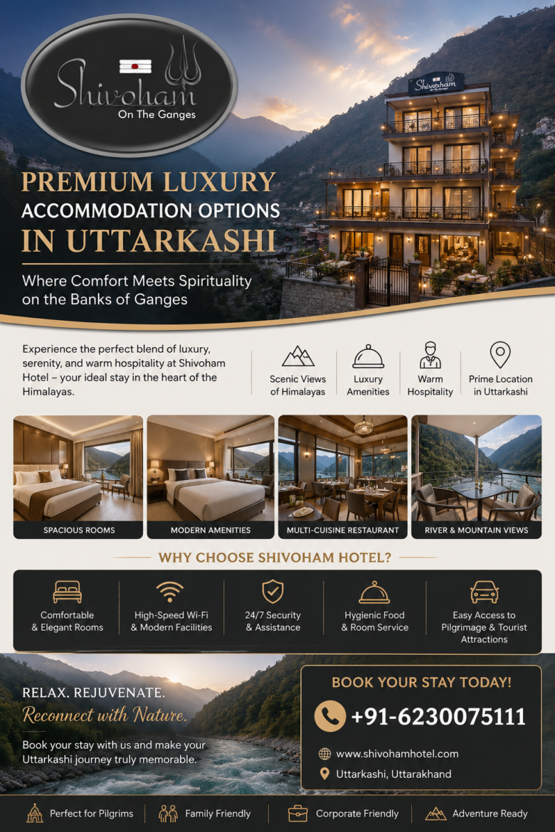 Premium Luxury Accommodation Options in Uttarkashi Introduction Nestled amidst the breathtaking Himalayan landscapes, Uttarkashi is one of Uttarakhand's most cherished destinations for pilgrims, nature lovers, adventure seekers, and spiritual travelers. Whether you're visiting for the sacred Char Dham Yatra, exploring mountain trails, or seeking a peaceful retreat, choosing the right place to stay can significantly enhance your experience. If you are searching for Premium luxury accommodation options in Uttarkashi, finding a property that combines comfort, elegance, modern amenities, and warm hospitality is essential. A premium stay allows travelers to relax, rejuvenate, and enjoy the beauty of the region without compromising on convenience and luxury. This guide explores everything you need to know about selecting the best Premium luxury accommodation options in Uttarkashi and why Shivoham Hotel stands out as a preferred choice for discerning travelers. Why Choose Premium Luxury Accommodation Options in Uttarkashi? Traveling to Uttarkashi is more than just reaching a destination; it is about experiencing the serene beauty of the Himalayas while enjoying unmatched comfort. Premium accommodations offer: Spacious and elegantly designed rooms Modern amenities and superior hospitality Scenic mountain and valley views Enhanced safety and security Fine dining experiences Convenient access to local attractions Personalized guest services Choosing Premium luxury accommodation options in Uttarkashi ensures that every aspect of your stay is memorable and stress-free. Features of Premium Luxury Accommodation Options in Uttarkashi Comfortable and Elegant Rooms Luxury accommodations focus on providing guests with beautifully designed rooms that offer a perfect blend of comfort and sophistication. Premium bedding, stylish interiors, and thoughtfully planned spaces create a relaxing atmosphere after a day of exploration. Modern Amenities Travelers today expect convenience along with comfort. Top accommodations typically include: High-speed Wi-Fi Smart televisions Air-conditioned rooms 24/7 room service Premium toiletries Secure parking facilities Laundry services These amenities elevate the overall guest experience. Stunning Himalayan Views One of the biggest advantages of choosing Premium luxury accommodation options in Uttarkashi is the opportunity to wake up to breathtaking mountain views. The surrounding natural beauty creates a peaceful environment ideal for relaxation. Exceptional Hospitality Luxury hospitality focuses on personalized service. From smooth check-ins to customized travel assistance, guests receive attentive care throughout their stay. Ideal Accommodation for Char Dham Pilgrims Uttarkashi serves as an important stop for pilgrims traveling to Gangotri and other sacred destinations. Premium accommodations provide the perfect environment for pilgrims who need rest and rejuvenation during their spiritual journey. Benefits for pilgrims include: Comfortable rooms for quality rest Hygienic dining facilities Easy transportation assistance Peaceful surroundings for spiritual reflection Convenient location near major routes Many travelers specifically seek Premium luxury accommodation options in Uttarkashi to make their pilgrimage comfortable and hassle-free. Luxury Stay Experience for Leisure Travelers Perfect for Family Vacations Families visiting Uttarkashi appreciate accommodations that provide spacious rooms, safety, and excellent service. Premium properties cater to guests of all ages, ensuring a comfortable stay for everyone. Suitable for Corporate Travelers Business travelers visiting Uttarkashi require modern facilities and dependable services. Premium accommodations offer comfortable workspaces, reliable internet connectivity, and professional hospitality. Great for Nature Enthusiasts Nature lovers often spend their days exploring forests, rivers, trekking routes, and mountain landscapes. Returning to a luxurious and comfortable room enhances the overall travel experience. Key Benefits of Staying in Premium Accommodation Enhanced Comfort Luxury rooms provide superior comfort compared to standard lodging options. Better Hygiene Standards Premium hotels maintain strict cleanliness and sanitation protocols. Personalized Services Guests receive individual attention and customized assistance. Convenient Location Many premium properties are strategically located near important attractions and travel routes. Memorable Experience A luxury stay transforms an ordinary trip into an unforgettable experience. Things to Consider When Choosing Premium Luxury Accommodation Options in Uttarkashi Before booking your stay, consider the following factors: Location Choose accommodations that offer easy access to pilgrimage sites, tourist attractions, and transportation facilities. Amenities Ensure the property offers essential amenities such as Wi-Fi, dining services, parking, and room service. Reviews and Reputation Guest reviews provide valuable insights into service quality and overall guest satisfaction. Room Quality Look for spacious, clean, and well-maintained rooms equipped with modern conveniences. Hospitality Standards Friendly staff and prompt service significantly improve the guest experience. Why Shivoham Hotel is the Preferred Choice When searching for Premium luxury accommodation options in Uttarkashi, Shivoham Hotel offers an exceptional combination of comfort, convenience, and hospitality. Prime Location The hotel is strategically located, providing easy access to major attractions and pilgrimage routes. Well-Appointed Rooms Guests enjoy spacious accommodations designed to deliver maximum comfort and relaxation. Modern Facilities The hotel offers contemporary amenities that meet the needs of both leisure and business travelers. Exceptional Hospitality The dedicated team at Shivoham Hotel focuses on delivering personalized service and ensuring complete guest satisfaction. Family-Friendly Environment Families, couples, solo travelers, and pilgrimage groups can all enjoy a welcoming and comfortable atmosphere. Memorable Guest Experience Every detail is thoughtfully managed to create a pleasant and stress-free stay. For travelers seeking Premium luxury accommodation options in Uttarkashi, Shivoham Hotel represents the perfect balance of luxury, comfort, and affordability. Frequently Asked Questions (FAQs) 1. What makes premium luxury accommodation different from standard hotels? Premium luxury accommodations offer superior comfort, advanced amenities, personalized services, elegant interiors, and enhanced guest experiences compared to standard hotels. 2. Are premium accommodations suitable for Char Dham pilgrims? Yes. Premium accommodations provide comfortable rooms, hygienic dining, and convenient facilities that help pilgrims rest and recharge during their journey. 3. Do luxury accommodations in Uttarkashi offer mountain views? Many premium properties offer stunning views of the Himalayan mountains and surrounding natural landscapes. 4. Is Shivoham Hotel suitable for family vacations? Absolutely. Shivoham Hotel provides spacious rooms, modern amenities, and a family-friendly environment suitable for guests of all ages. 5. Why should I choose Shivoham Hotel in Uttarkashi? Shivoham Hotel offers excellent hospitality, comfortable accommodations, modern facilities, convenient location, and a memorable guest experience, making it a preferred choice for travelers. Conclusion Finding the right accommodation can significantly enhance your Uttarkashi experience. Whether you are visiting for spiritual purposes, family vacations, adventure activities, or business travel, choosing Premium luxury accommodation options in Uttarkashi ensures comfort, convenience, and peace of mind throughout your journey. With well-appointed rooms, modern amenities, exceptional hospitality, and a guest-focused approach, Shivoham Hotel stands among the most reliable choices for travelers seeking luxury and comfort in Uttarkashi. Book Your Stay Today Experience premium hospitality, breathtaking surroundings, and unmatched comfort at Shivoham Hotel. Visit https://www.shivohamhotel.com/ today and reserve your stay to make your Uttarkashi journey truly unforgettable.